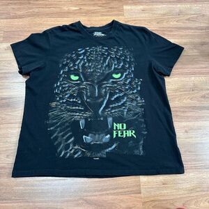 RARE Vintage No Fear Roaring Black Leopard T-Shirt XXL